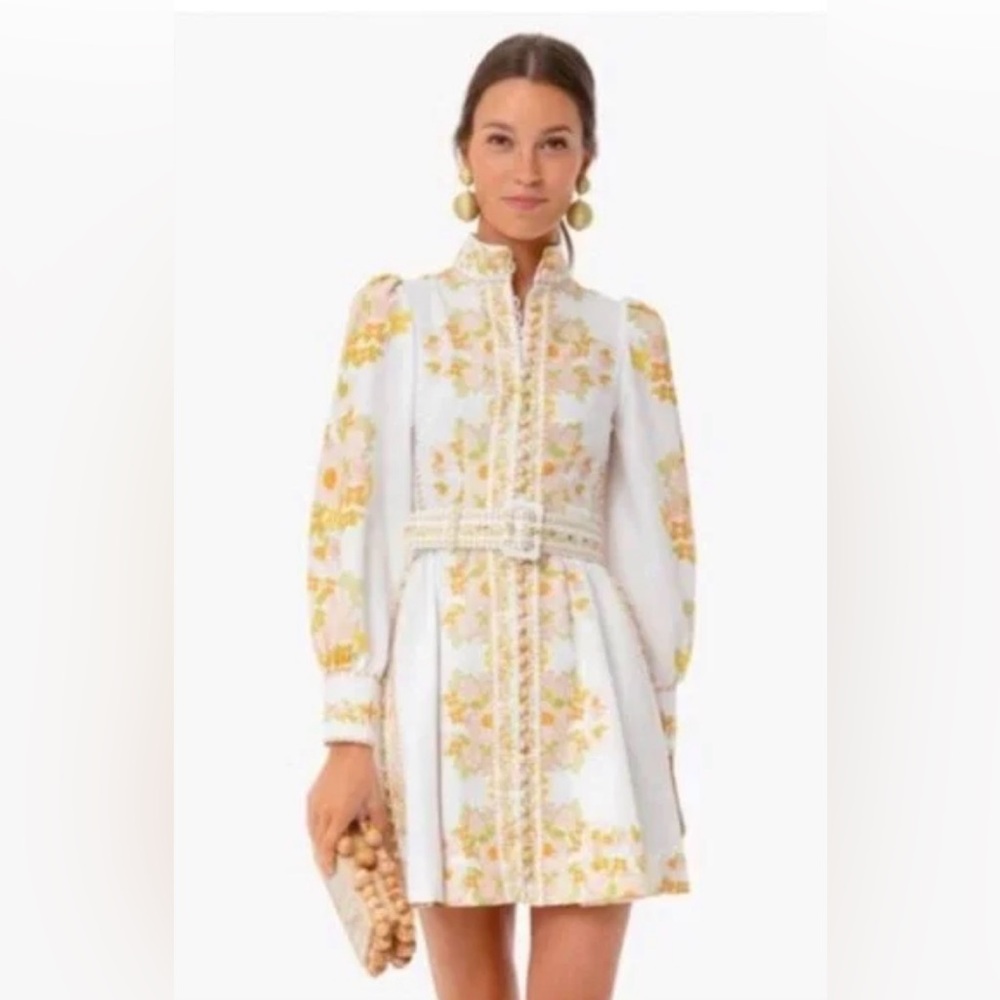 Floral White and Yellow Dress